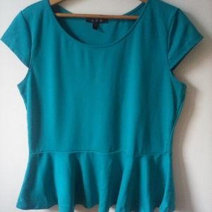 Teal turquoise U2B Peplum top